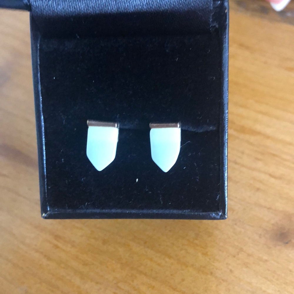 Pair of light green and gold earrings